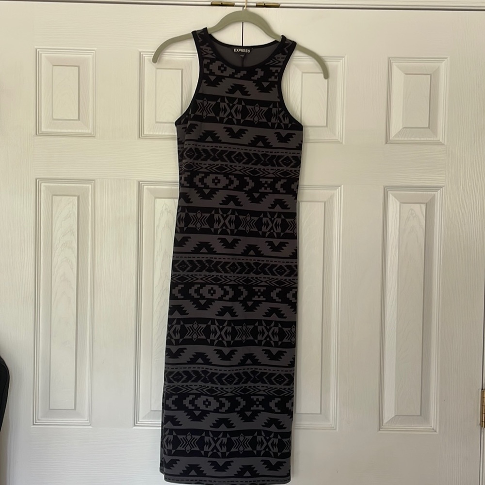 Express Aztec Bodycon Midi Dress Small